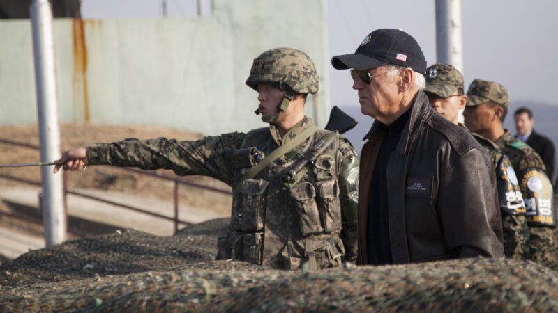 Then-vice president Joe Biden tours the Joint Security Area on the border between North Korea and South Korea on December 7, 2013. | U.S. Navy Photo by Mass Communication Specialist 2nd Class Chris Church