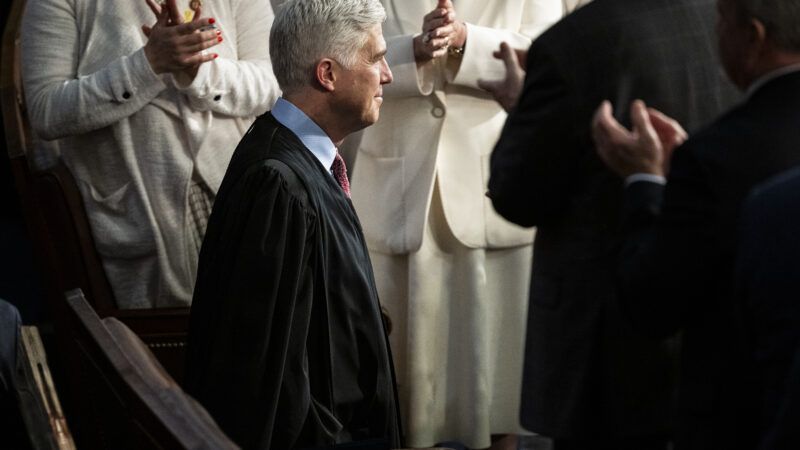 Associate Supreme Court Justice Neil Gorsuch sits in the House Chamber before the State of the Union address. | Graeme Sloan/Sipa USA/Newscom