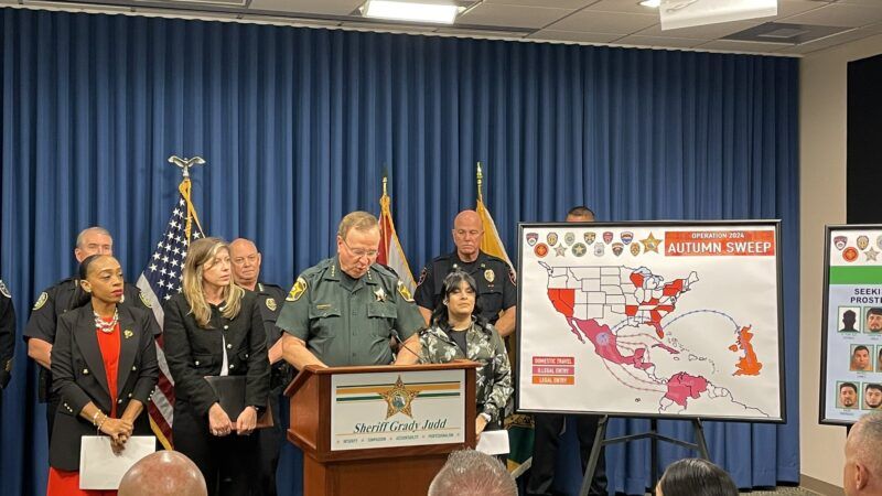 Polk County, Fl Grady Judd at press conference | @PolkCoSheriff/X