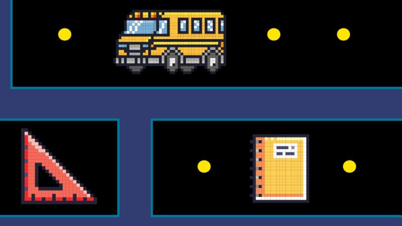 An illustration of a school bus in the style of Pacman | Illustration: iStock