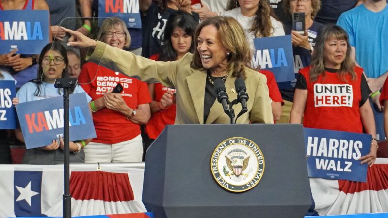 Vice President Kamala Harris points at someone out of frame, during a campaign rally in Phoenix. | Kyodo/Newscom