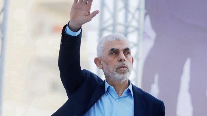 Hamas leader Yahya Sinwar waving |  Yousef Masoud/ZUMAPRESS/Newscom