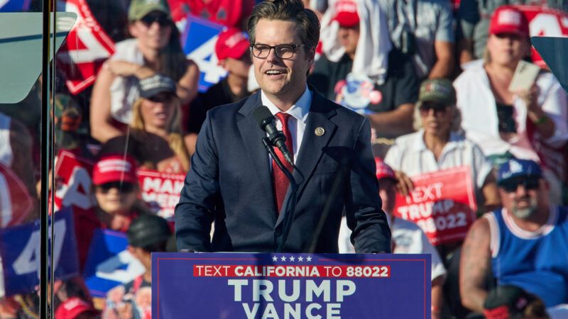 Former Florida congressman Matt Gaetz at a Trump-Vance rally in Coachella | Ian L. Sitren/Zuma Press/Newscom