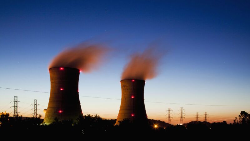 A tinted photo of nuclear power reactors at work in the evening | Paul Souders / DanitaDelimont.com / Danita Delimont Photography/Newscom