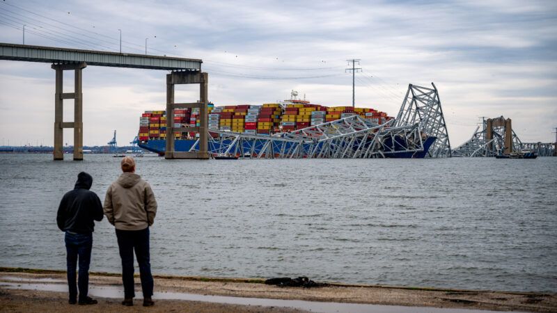 A photo of the Francis Scott Key Bridge collapse in Baltimore, Maryland, taken from shore | Jerry Jackson/TNS/Newscom