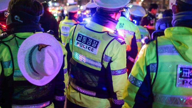 Police stand in front of the National Assembly in Seoul, South Korea on Wednesday, December 4, after President Yoon Suk Yeol declared martial law. | Thomas Maresca/UPI/Newscom