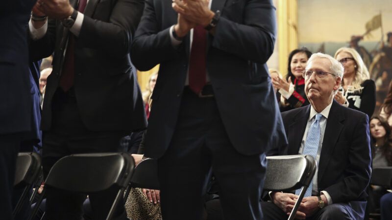 Sen. Mitch McConnell (R-KY) reacts as U.S. President Donald Trump speaks during inauguration ceremonies in the Rotunda of the U.S. Capitol on January 20, 2025. | chip Somodevilla/picture alliance / Consolidated News Photos/Newscom