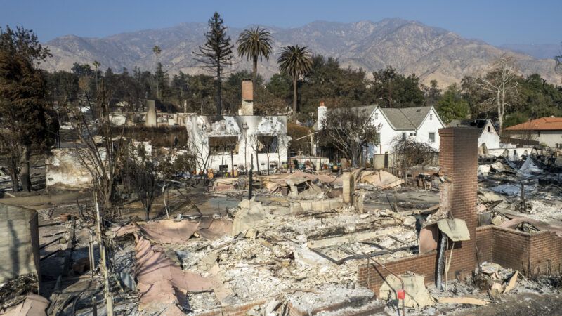 A drone captures structures damaged by the Eaton Fire in Altadena. | Ringo Chiu/ZUMAPRESS/Newscom