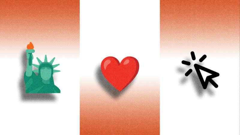 The Statue of Liberty, a heart, and a mouse cursor | Illustration: Lex Villena; Microsoft Fluent UI Emoji Set, Google Emoji, Lucide Icon Toolkit