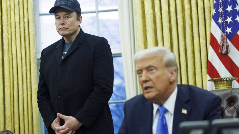 Elon Musk stands next to Donald Trump in the Oval Office | CNP/AdMedia/SIPA