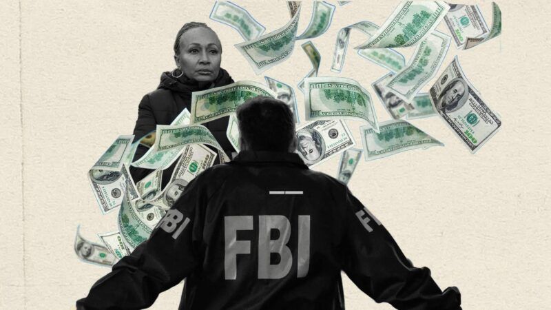 Linda Martin is seen with cash and an FBI agent | Illustration: Eddie Marshall | Dibrova | Vadim Rodnev | Dreamstime.com