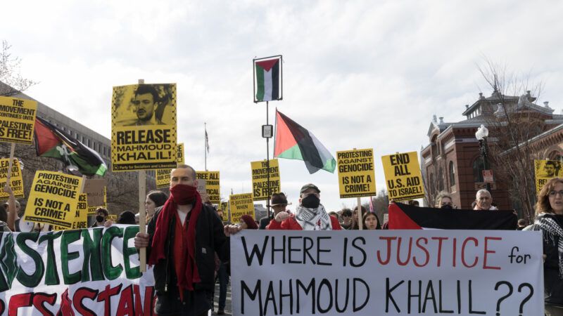 Demonstrators protesting the detainment of Mahmoud Khalil | Probal Rashid/Sipa USA/Newscom