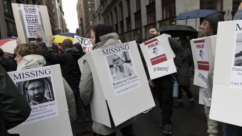 Protesters in New York City object to speech-based arrests of foreign students. | Gina M Randazzo/Zuma Press/Newscom
