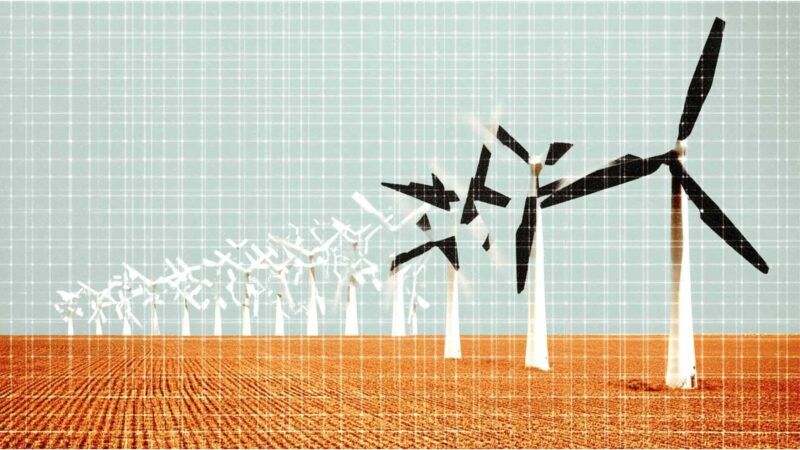 Row on wind mills in a rural area | lllustration: Eddie Marshall | Midjourney
