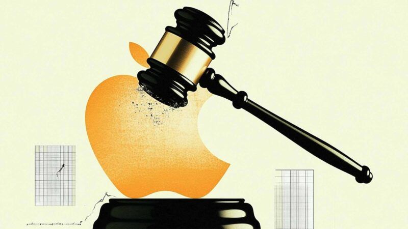 Illustration of a gavel striking the Apple logo | Illustration: Eddie Marshall | Midjourney