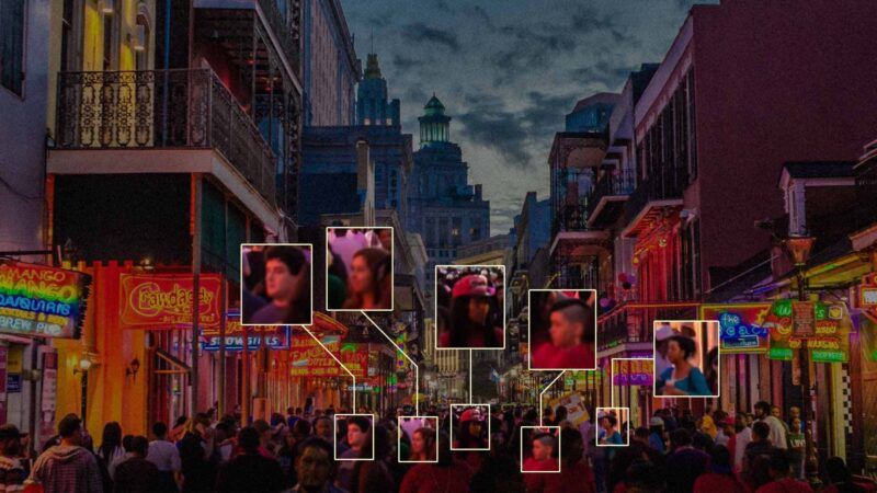 Facial recognition on Bourbon Street in New Orleans | Illustration: Eddie Marshall | Kimmyrm | Dreamstime.com