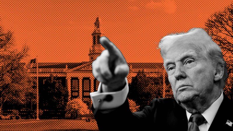 Donald Trump and a photo of Harvard's campus | Illustration: Eddie Marshall | Marcos Souza | Dreamstime.com Samuel Corum | Sipa USA | Newscom