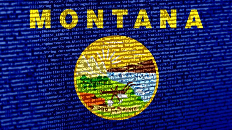 The state flag of Montana, rendered in digital code. | MisterTigga | Dreamstime.com