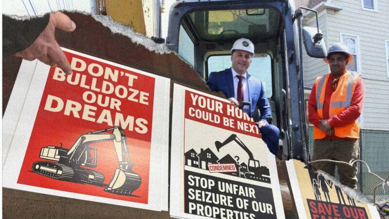 Image of protest signs and Perth Amboy Mayor Helmin Caba | (Illustration: Eddie Marshall | Honey Meerzon | City of Perth Amboy) 