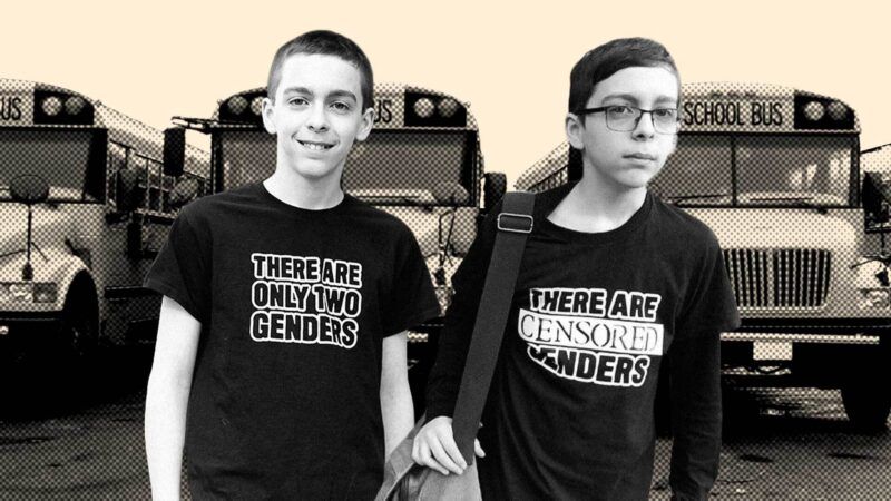A Massachusetts student is seen wearing a shirt that says "There are only two genders" and "There are censored genders" | Illustration: Eddie Marshall | Rabbitsfoot | Dreamstime.com | Alliance Defending Freedom