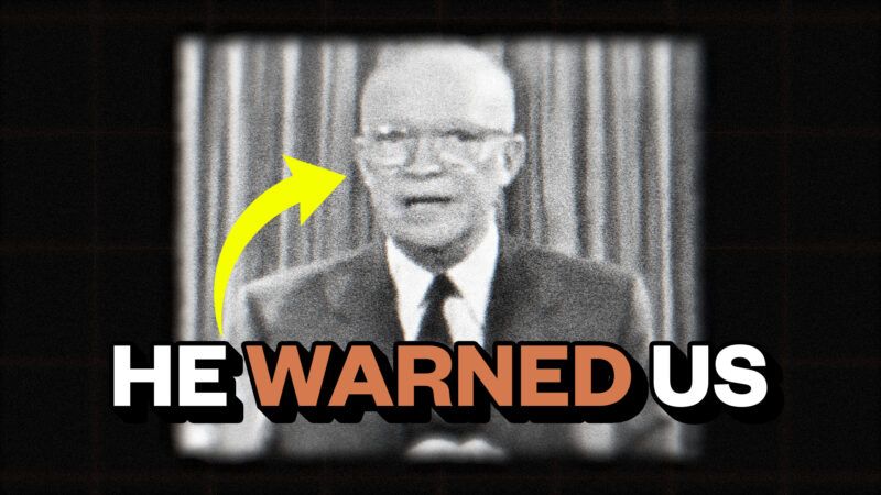 Dwight D. Eisenhower with an arrow and the words "He warned us." | Illustration: Lex Villena
