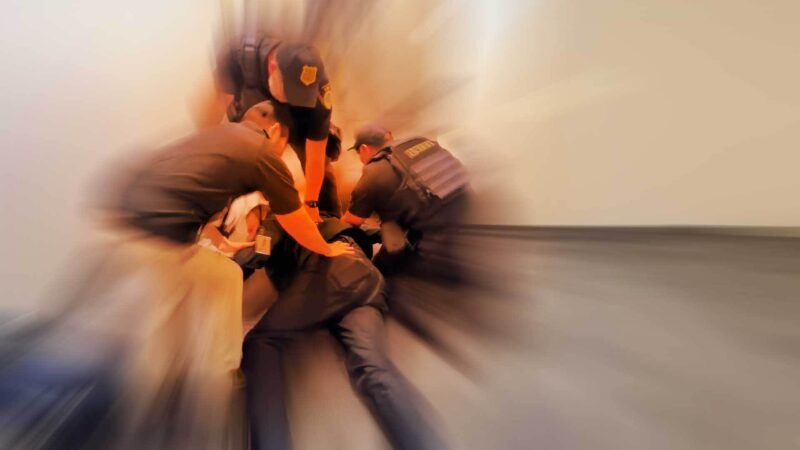 Senator Padilla being removed from Kristi Noem's press conference | Illustration: Eddie Marshall