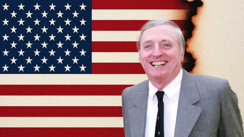 William F. Buckley in front of an American flag | Illustration: Eddie Marshall | Reagan White House Photographs |  White House Photographic Collection | ChatGPT