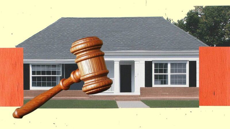 A house is seen behind a judge's gavel | Illustration: Eddie Marshall | Midjourney