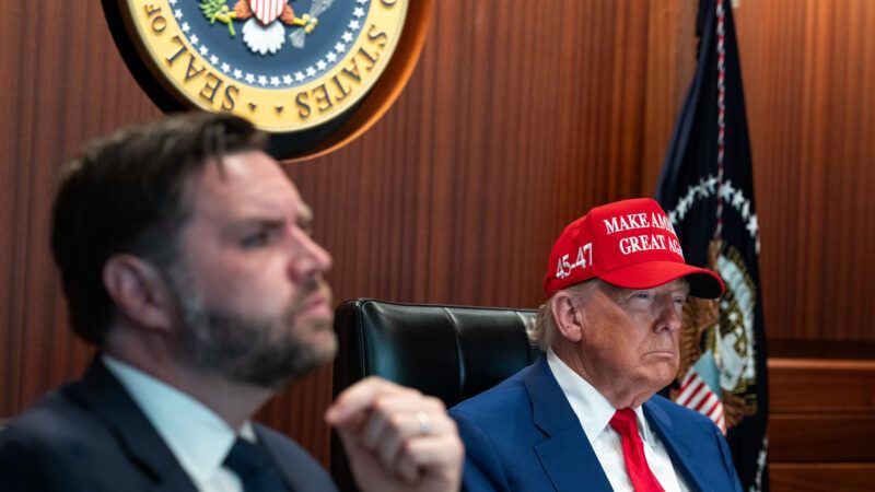 President Donald Trump, wearing a MAGA hat, and Vice President J.D. Vance sit in the Situation Room during the bombing raid on Iranian nuclear facilities. | THE WHITE HOUSE/UPI/Newscom