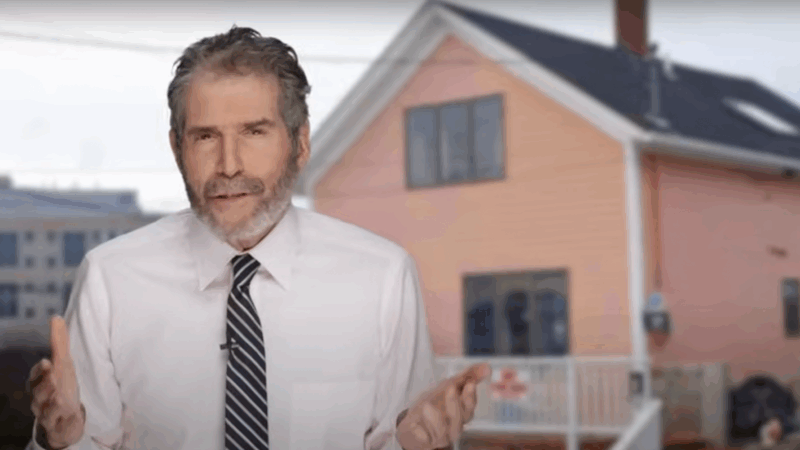 John Stossel is seen in front of "the little pink house," which was at the center of the eminent domain case, Kelo v. New London | Stossel TV