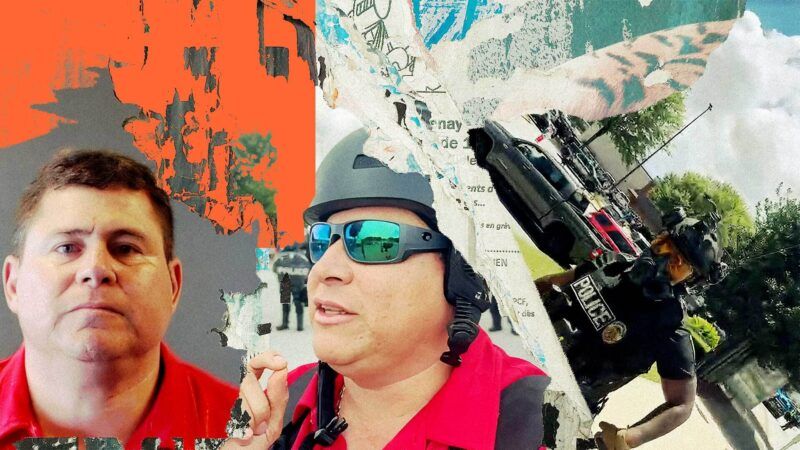 A mugshot of Mario Guevara on the left and a picture of him outside on the right with orange, gray, and white splashes across the image | Eddie Marshall
