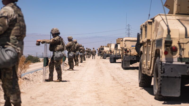 National guard soldiers building a security perimeter | U.S. Army photo by Sgt. Chase Murray
