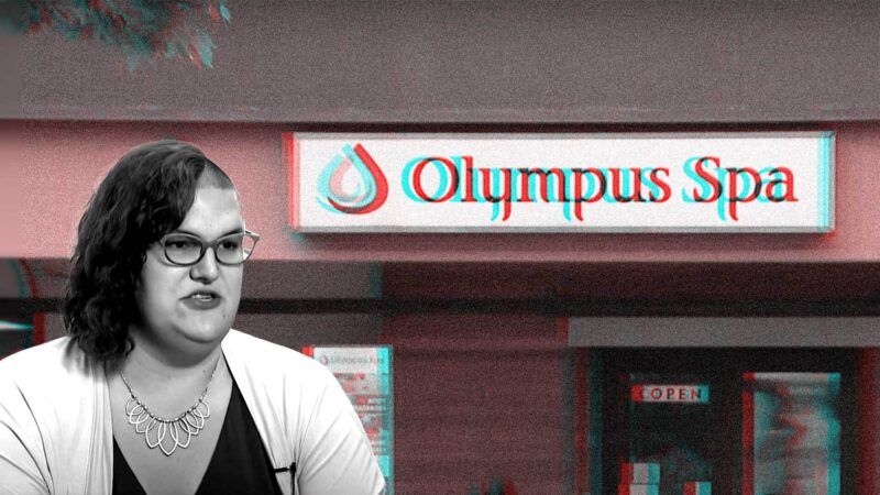 Haven Wilvich, who identifies as a transgender woman, is seen next to Olympus Spa in Lynnwood, Washington | Illustration: Eddie Marshall | Screenshot, YouTube