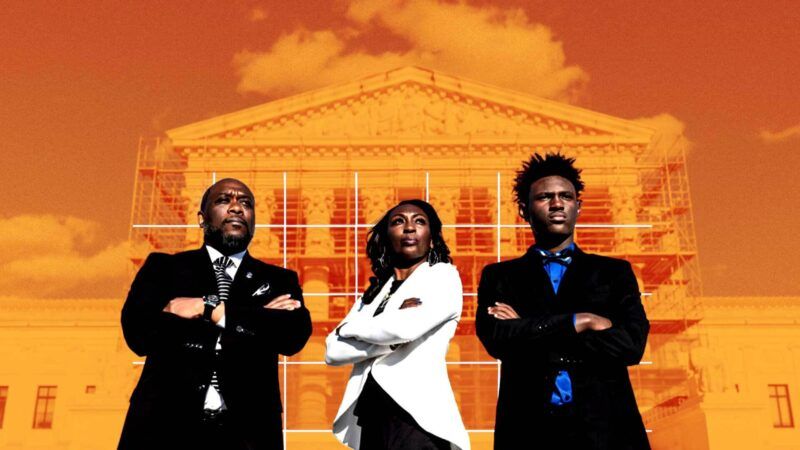 Toi Cliatt, Curtrina Martin, and Martin's son, Gabe, in Washington, D.C. | Illustration: Eddie Marshall | Institute for Justice