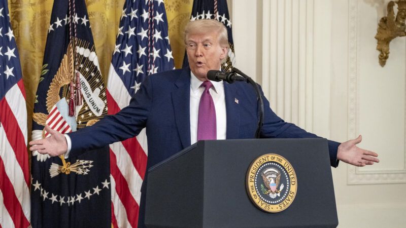 President Donald Trump speaks behind a podium | Ken Cedeno/UPI/Newscom