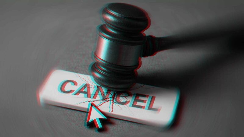 Illustration of a cancel button being struck by a gavel | Illustration: Eddie Marshall | ChatGPT