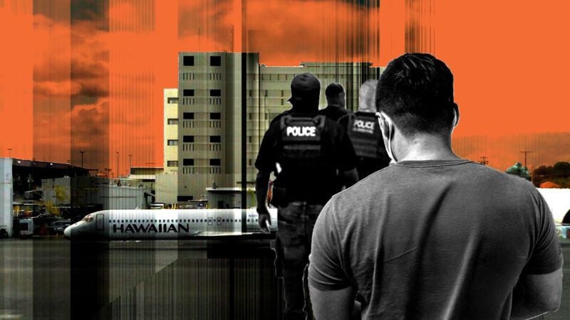 Detainees and guards in Hawaii | Illustration: Eddie Marshall | Edna Leshowitz | ZUMAPRESS | Newscom | Midjourney