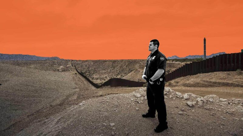 An ICE officer by the border wall with Mexico | Illustration: Eddie Marshall | Maxironwas | Dreamstime.com