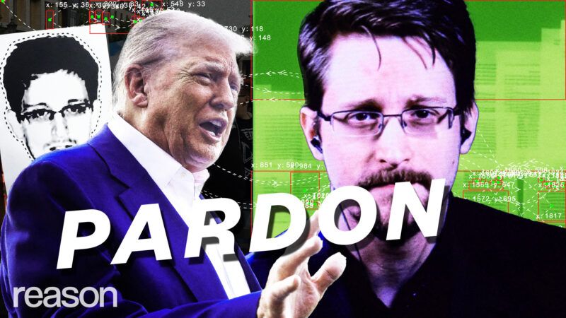 Trump and Snowden with the word "Pardon" emblazoned over them Trump and Snowden with the word "Pardon" emblazoned over them | Illustration: Lex Villena
