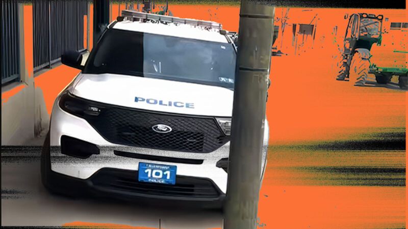 An Allentown Police Department SUV, driven by Officer Dean Flyte, drives on the sidewalk toward the cameraman, Phil Rishel. | Illustration: Eddie Marshall | Phil Rishel | Saktanong Chaipanya | Dreamstime.com
