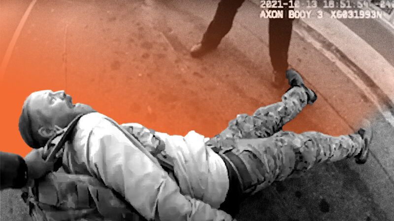 Joshua Rohrer during his 2021 arrest for panhandling | Illustration: Eddie Marshall | City of Gastonia