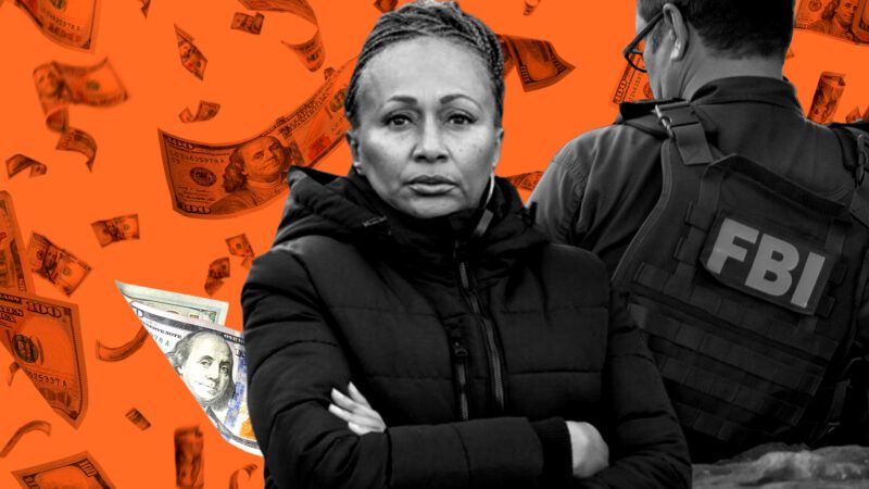 Linda Martin stands next to an FBI agent | Illustration: Eddie Marshall | Chernetskaya | Vadim Rodnev | Dreamstime.com