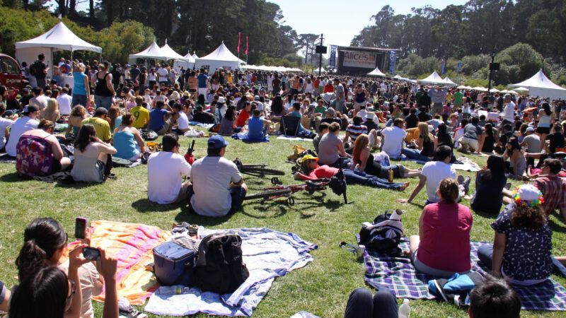 People sit on the grass during an outdoor concert in a park. | Joe Lapp | Dreamstime.com