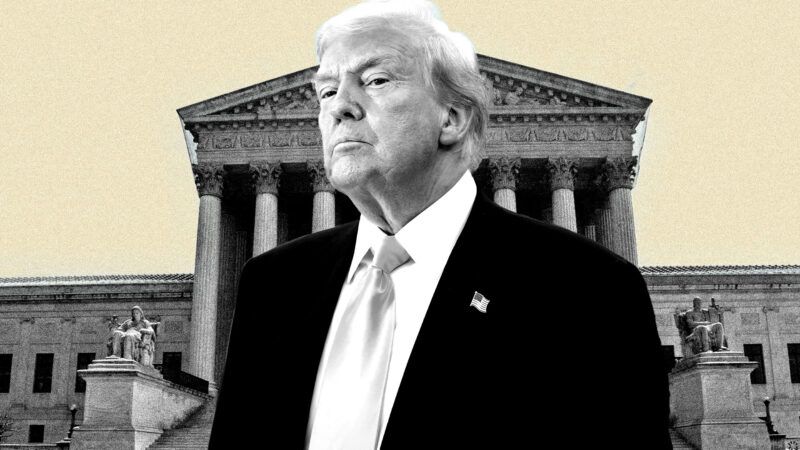 President Donald Trump in front of the Supreme Court | Illustration: Eddie Marshall | Rena Schild | Dreamstime.com | IMAGO | Yuri Gripas | Pool via CNP | MediaPunch | Newscom