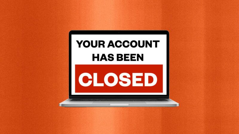 Computer screen reads "YOUR ACCOUNT HAS BEEN CLOSED" | Illustration: Eddie Marshall | Midjourney