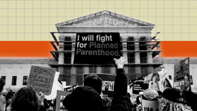 A pro-choice protestor holding a sign that says "I will fight for Planned Parenthood" in front of the Supreme Court | Illustration: Eddie Marshall | Andrew Leyden | ZUMAPRESS | Newscom