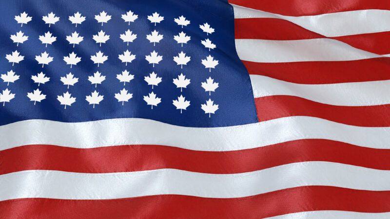 An American Flag with Canadian Maple Leaves in place of stars | Illustration: Eddie Marshall | Heromen30 | Dreamstime.com