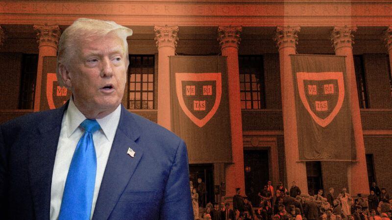 President Donald Trump in front of Harvard University | Illustration: Eddie Marshall | CNP | AdMedia | SIPA |Newscom | F11photo | Dreamstime.com