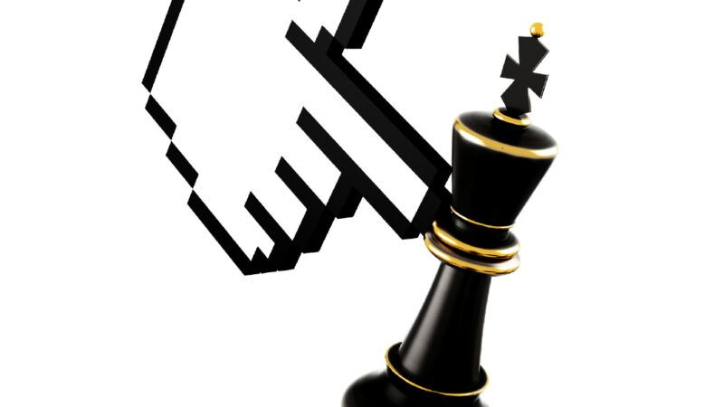 An illustration of a computer cursor finger knocking over a king chess piece An illustration of a computer cursor finger knocking over a king chess piece | Illustration: klenger/iStock