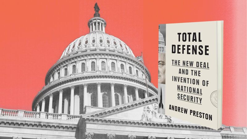U.S Capitol dome with an orange background and a copy of the "Total Defense" book being reviewed | Illustration: Eddie Marshall | Joingate | Robwilson39 | Dreamstime.com